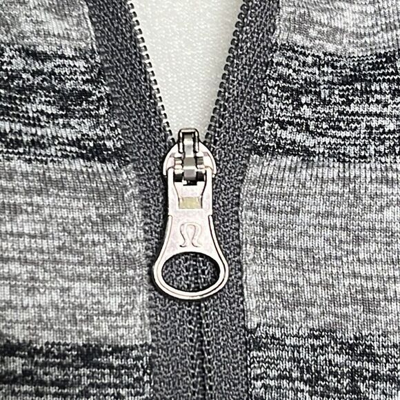 Lululemon Race Your Pace 1/2 Zip Marshmallow Stripe Heathered Slate Size 4 - Picture 11 of 14